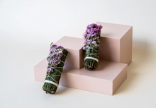 Load image into Gallery viewer, Cedar + Pink Larkspur Smudge Stick
